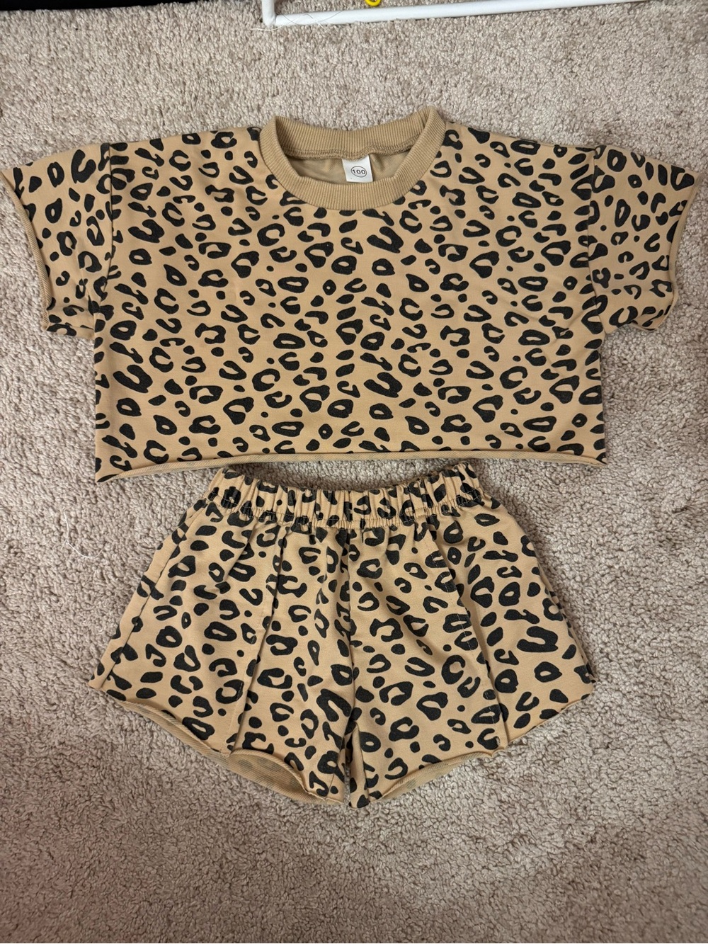 Amazon Kids Leopard Print Tan and Black Matching Set